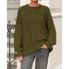 imageBTFBM Womens Oversized Sweater Crewneck 2025 Fall Winter Long Sleeve Fuzzy Warm Knit Pullover Sweaters Trendy OutfitsArmy Green