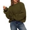 imageBTFBM Womens Oversized Sweater Crewneck 2025 Fall Winter Long Sleeve Fuzzy Warm Knit Pullover Sweaters Trendy OutfitsArmy Green