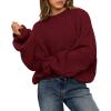 imageBTFBM Womens Oversized Sweater Crewneck 2025 Fall Winter Long Sleeve Fuzzy Warm Knit Pullover Sweaters Trendy OutfitsWine Red