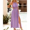 imageBTFBM Women Halter Summer Dresses 2025 Sleeveless Cutout Backless Sundress Slit Boho Casual Maxi Wedding Beach DressPurple