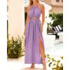 imageBTFBM Women Halter Summer Dresses 2025 Sleeveless Cutout Backless Sundress Slit Boho Casual Maxi Wedding Beach DressPurple
