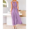 imageBTFBM Women Halter Summer Dresses 2025 Sleeveless Cutout Backless Sundress Slit Boho Casual Maxi Wedding Beach DressPurple