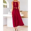 imageBTFBM Women Halter Summer Dresses 2025 Sleeveless Cutout Backless Sundress Slit Boho Casual Maxi Wedding Beach DressRed