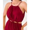 imageBTFBM Women Halter Summer Dresses 2025 Sleeveless Cutout Backless Sundress Slit Boho Casual Maxi Wedding Beach DressRed