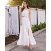 imageBTFBM Women Halter Summer Dresses 2025 Sleeveless Cutout Backless Sundress Slit Boho Casual Maxi Wedding Beach DressWhite