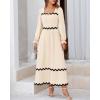 imageBTFBM RIC Rac Dress Women Maxi Dress Square Neck Long Sleeve Smocked Tie Back ALine Flowy Fall Wedding Guest DressesSolid Beige