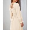 imageBTFBM RIC Rac Dress Women Maxi Dress Square Neck Long Sleeve Smocked Tie Back ALine Flowy Fall Wedding Guest DressesSolid Beige