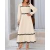 imageBTFBM RIC Rac Dress Women Maxi Dress Square Neck Long Sleeve Smocked Tie Back ALine Flowy Fall Wedding Guest DressesSolid Beige