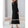 imageBTFBM RIC Rac Dress Women Maxi Dress Square Neck Long Sleeve Smocked Tie Back ALine Flowy Fall Wedding Guest DressesSolid Black