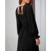 imageBTFBM RIC Rac Dress Women Maxi Dress Square Neck Long Sleeve Smocked Tie Back ALine Flowy Fall Wedding Guest DressesSolid Black