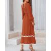 imageBTFBM RIC Rac Dress Women Maxi Dress Square Neck Long Sleeve Smocked Tie Back ALine Flowy Fall Wedding Guest DressesSolid Brick Red