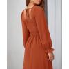 imageBTFBM RIC Rac Dress Women Maxi Dress Square Neck Long Sleeve Smocked Tie Back ALine Flowy Fall Wedding Guest DressesSolid Brick Red