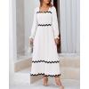 imageBTFBM RIC Rac Dress Women Maxi Dress Square Neck Long Sleeve Smocked Tie Back ALine Flowy Fall Wedding Guest DressesSolid White Black