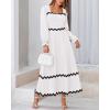 imageBTFBM RIC Rac Dress Women Maxi Dress Square Neck Long Sleeve Smocked Tie Back ALine Flowy Fall Wedding Guest DressesSolid White Black