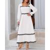 imageBTFBM RIC Rac Dress Women Maxi Dress Square Neck Long Sleeve Smocked Tie Back ALine Flowy Fall Wedding Guest DressesSolid White Black