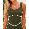imageBTFBM Women Bodycon Maxi Dress Square Neck Sleeveless Contrast Binding Slit Cocktail Formal Wedding Guest Dresses 2025Army Green