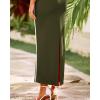 imageBTFBM Women Bodycon Maxi Dress Square Neck Sleeveless Contrast Binding Slit Cocktail Formal Wedding Guest Dresses 2025Army Green