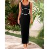 imageBTFBM Women Bodycon Maxi Dress Square Neck Sleeveless Contrast Binding Slit Cocktail Formal Wedding Guest Dresses 2025Black