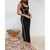 imageBTFBM Women Bodycon Maxi Dress Square Neck Sleeveless Contrast Binding Slit Cocktail Formal Wedding Guest Dresses 2025Black