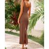 imageBTFBM Women Bodycon Maxi Dress Square Neck Sleeveless Contrast Binding Slit Cocktail Formal Wedding Guest Dresses 2025Coffee