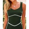 imageBTFBM Women Bodycon Maxi Dress Square Neck Sleeveless Contrast Binding Slit Cocktail Formal Wedding Guest Dresses 2025Dark Green