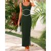 imageBTFBM Women Bodycon Maxi Dress Square Neck Sleeveless Contrast Binding Slit Cocktail Formal Wedding Guest Dresses 2025Dark Green