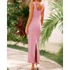 imageBTFBM Women Bodycon Maxi Dress Square Neck Sleeveless Contrast Binding Slit Cocktail Formal Wedding Guest Dresses 2025Light Pink