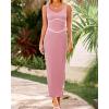 imageBTFBM Women Bodycon Maxi Dress Square Neck Sleeveless Contrast Binding Slit Cocktail Formal Wedding Guest Dresses 2025Light Pink