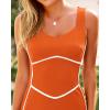 imageBTFBM Women Bodycon Maxi Dress Square Neck Sleeveless Contrast Binding Slit Cocktail Formal Wedding Guest Dresses 2025Orange