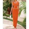 imageBTFBM Women Bodycon Maxi Dress Square Neck Sleeveless Contrast Binding Slit Cocktail Formal Wedding Guest Dresses 2025Orange
