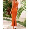 imageBTFBM Women Bodycon Maxi Dress Square Neck Sleeveless Contrast Binding Slit Cocktail Formal Wedding Guest Dresses 2025Orange