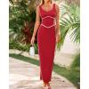imageBTFBM Women Bodycon Maxi Dress Square Neck Sleeveless Contrast Binding Slit Cocktail Formal Wedding Guest Dresses 2025Red