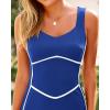 imageBTFBM Women Bodycon Maxi Dress Square Neck Sleeveless Contrast Binding Slit Cocktail Formal Wedding Guest Dresses 2025Royal Blue
