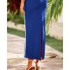 imageBTFBM Women Bodycon Maxi Dress Square Neck Sleeveless Contrast Binding Slit Cocktail Formal Wedding Guest Dresses 2025Royal Blue
