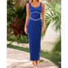 imageBTFBM Women Bodycon Maxi Dress Square Neck Sleeveless Contrast Binding Slit Cocktail Formal Wedding Guest Dresses 2025Royal Blue