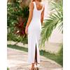 imageBTFBM Women Bodycon Maxi Dress Square Neck Sleeveless Contrast Binding Slit Cocktail Formal Wedding Guest Dresses 2025White