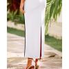 imageBTFBM Women Bodycon Maxi Dress Square Neck Sleeveless Contrast Binding Slit Cocktail Formal Wedding Guest Dresses 2025White