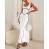 imageBTFBM Women Bodycon Maxi Dress Square Neck Sleeveless Contrast Binding Slit Cocktail Formal Wedding Guest Dresses 2025White