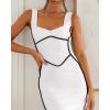 imageBTFBM Women Bodycon Maxi Dress Square Neck Sleeveless Contrast Binding Slit Cocktail Formal Wedding Guest Dresses 2025White