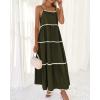 imageBTFBM Boho Summer Dresses 2025 Spaghetti Strap Backless Sundress RIC Rac Trim Tiered ALine Long Casual Vacation DressArmy Green