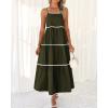 imageBTFBM Boho Summer Dresses 2025 Spaghetti Strap Backless Sundress RIC Rac Trim Tiered ALine Long Casual Vacation DressArmy Green