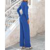 imageBTFBM Jumpsuits For Women Dressy Long Sleeve Wide Pants Rompers Mock Neck Ruched 2025 Casual Spring One Piece JumpsuitSolid Blue