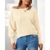 imageBTFBM Off Shoulder Sweaters for Women Trendy 2025 Fall Long Sleeve Casual Basic Knit Winter Oversized Pullover SweaterBeige White