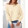 imageBTFBM Off Shoulder Sweaters for Women Trendy 2025 Fall Long Sleeve Casual Basic Knit Winter Oversized Pullover SweaterBeige White