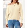 imageBTFBM Off Shoulder Sweaters for Women Trendy 2025 Fall Long Sleeve Casual Basic Knit Winter Oversized Pullover SweaterBeige White