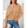 imageBTFBM Off Shoulder Sweaters for Women Trendy 2025 Fall Long Sleeve Casual Basic Knit Winter Oversized Pullover SweaterKhaki