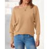 imageBTFBM Off Shoulder Sweaters for Women Trendy 2025 Fall Long Sleeve Casual Basic Knit Winter Oversized Pullover SweaterKhaki