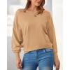 imageBTFBM Off Shoulder Sweaters for Women Trendy 2025 Fall Long Sleeve Casual Basic Knit Winter Oversized Pullover SweaterKhaki