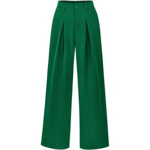 imageBTFBM Women High Waist Palazzo Pants Fall 2025 Casual Wide Leg Trousers Loose Work Office Business Suit Pant PocketsGreen