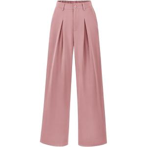 imageBTFBM Women High Waist Palazzo Pants Fall 2025 Casual Wide Leg Trousers Loose Work Office Business Suit Pant PocketsPink